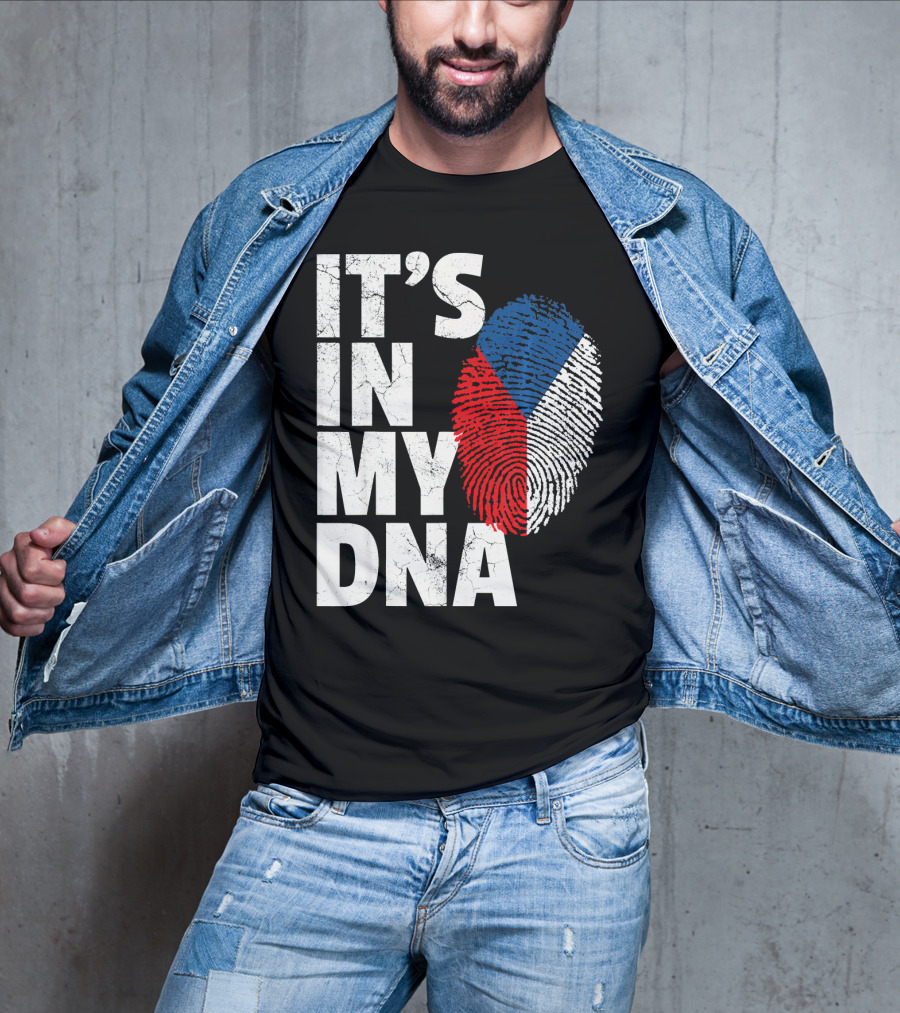 IT'S IN MY DNA Czechia Czech Republic Fingerprint Flag T-Shirt