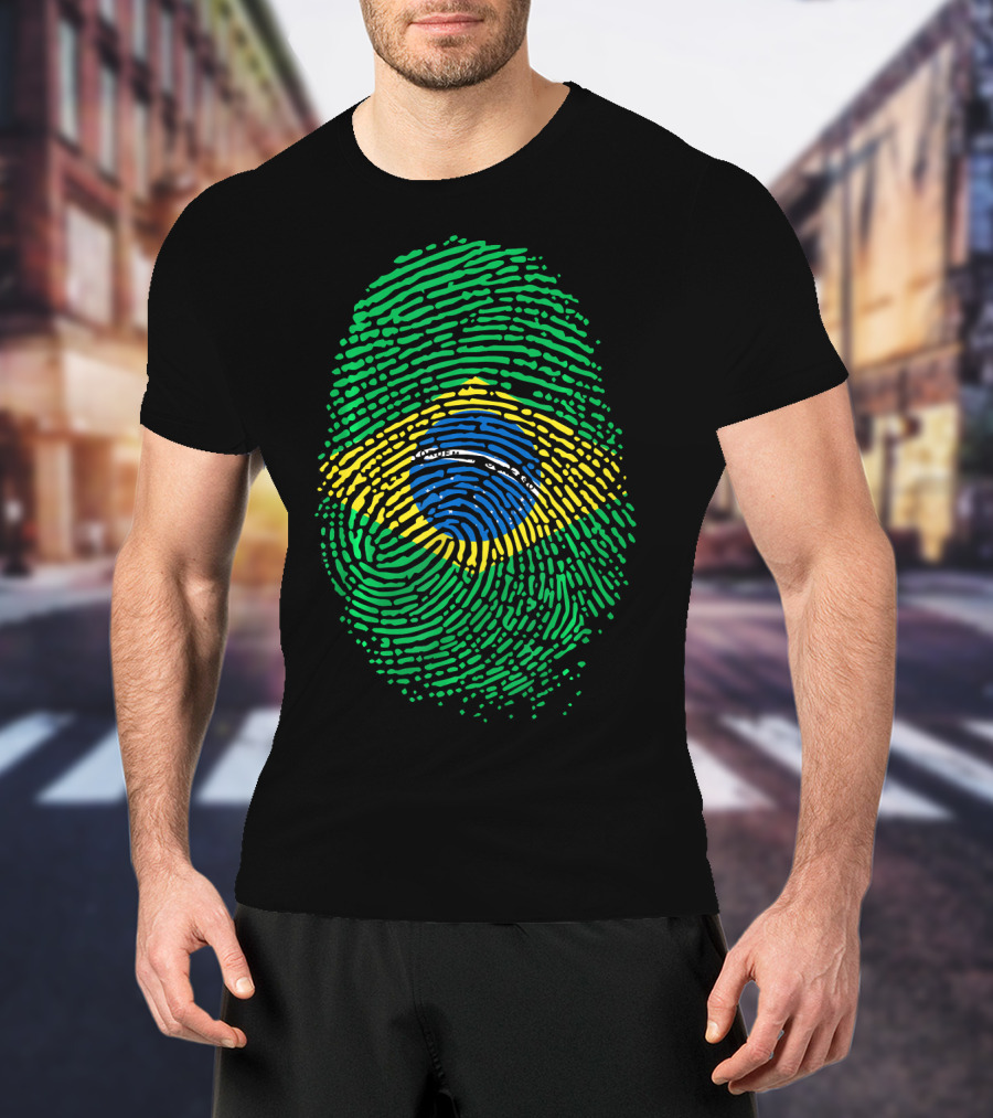 Proud DNA Brasil Flag Thumbprint Brazil T-Shirt
