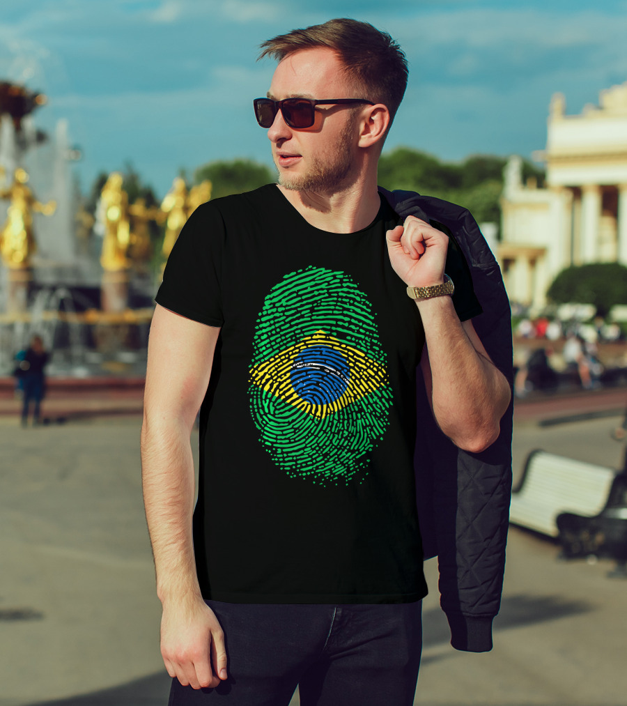 Proud DNA Brasil Flag Thumbprint Brazil T-Shirt