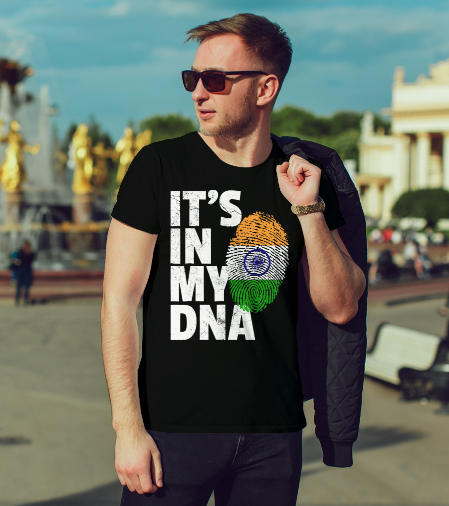 IT'S IN MY DNA India Flag Fingerprint Indian Heritage T-Shirt