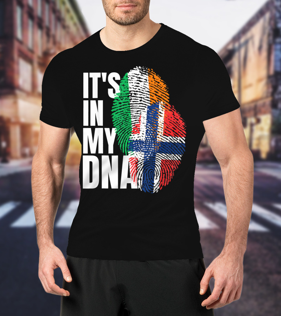 IT'S IN MY DNA Irish Plus Norwegian Mix Heritage Fingerprint T-Shirt