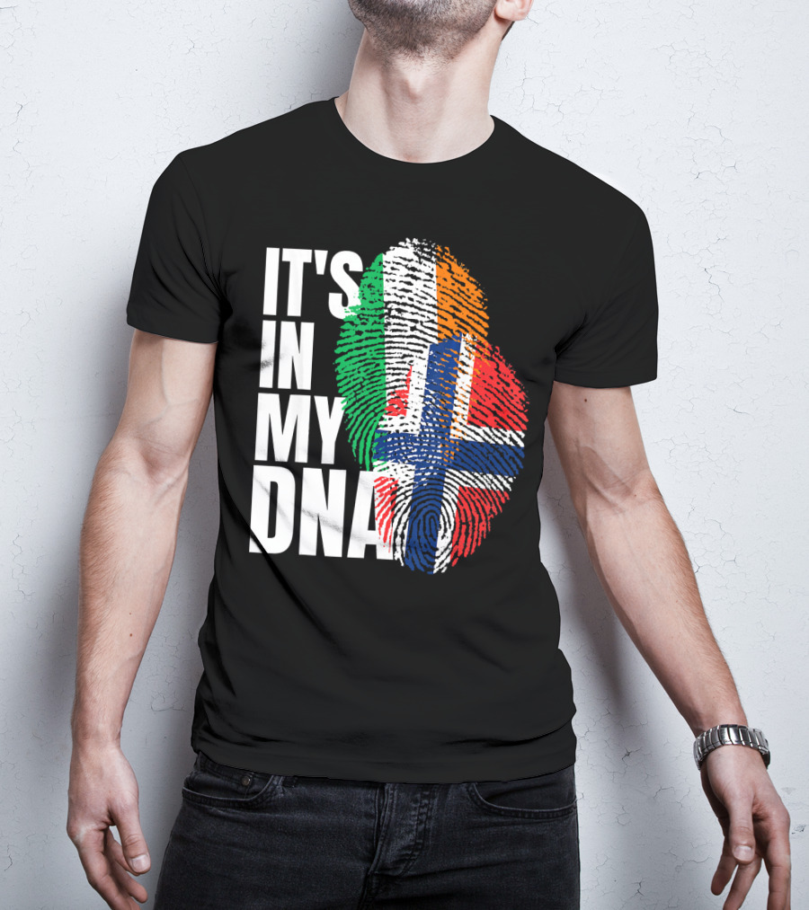 IT'S IN MY DNA Irish Plus Norwegian Mix Heritage Fingerprint T-Shirt