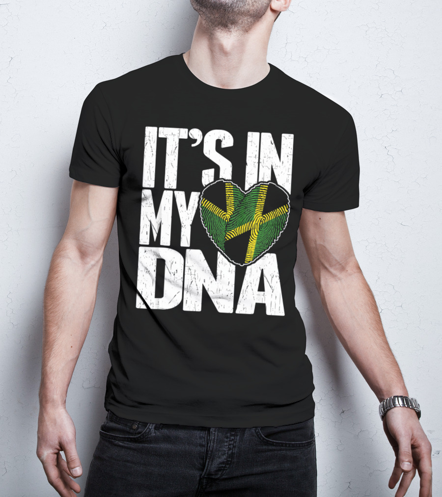 IT'S IN MY DNA Jamaican Flag Heart T-Shirt