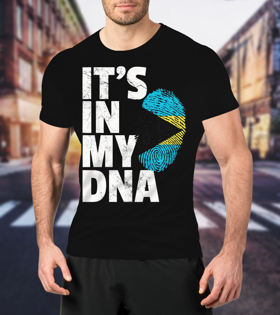 IT'S IN MY DNA Bahamas Bahamian Flag Fingerprint T-Shirt