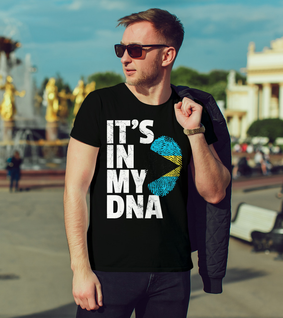 IT'S IN MY DNA Bahamas Bahamian Flag Fingerprint T-Shirt