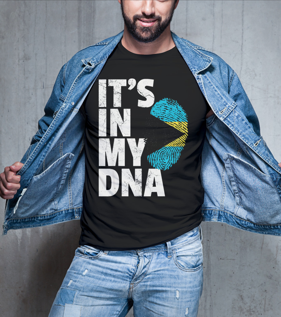 IT'S IN MY DNA Bahamas Bahamian Flag Fingerprint T-Shirt