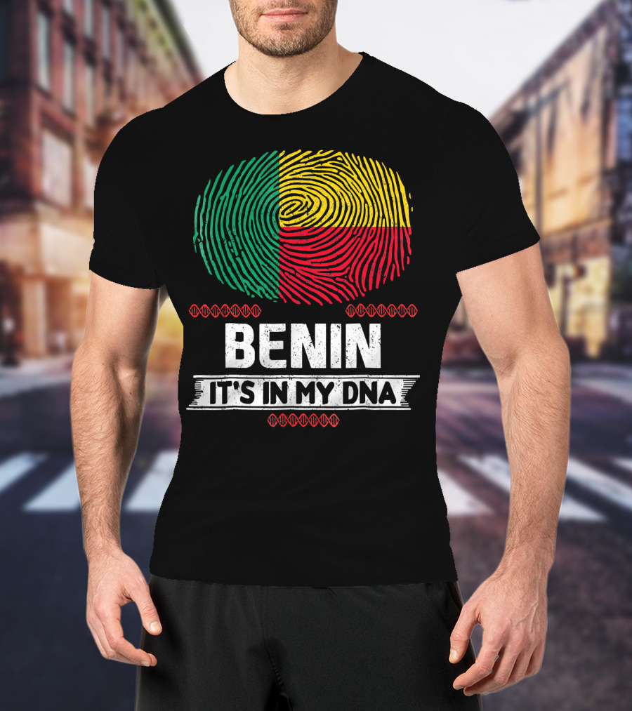Benin It's In My DNA Beninese Flag Fingerprint T-Shirt