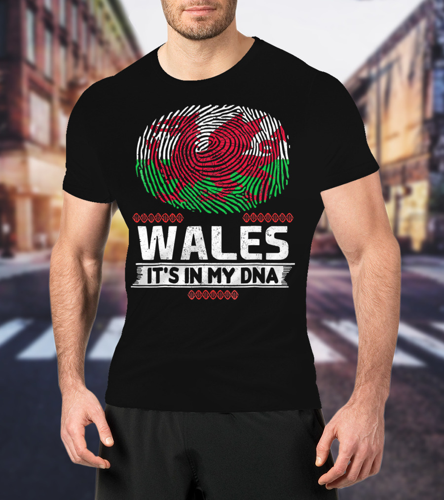 Wales It's In My DNA Welsh Flag Fingerprint T-Shirt