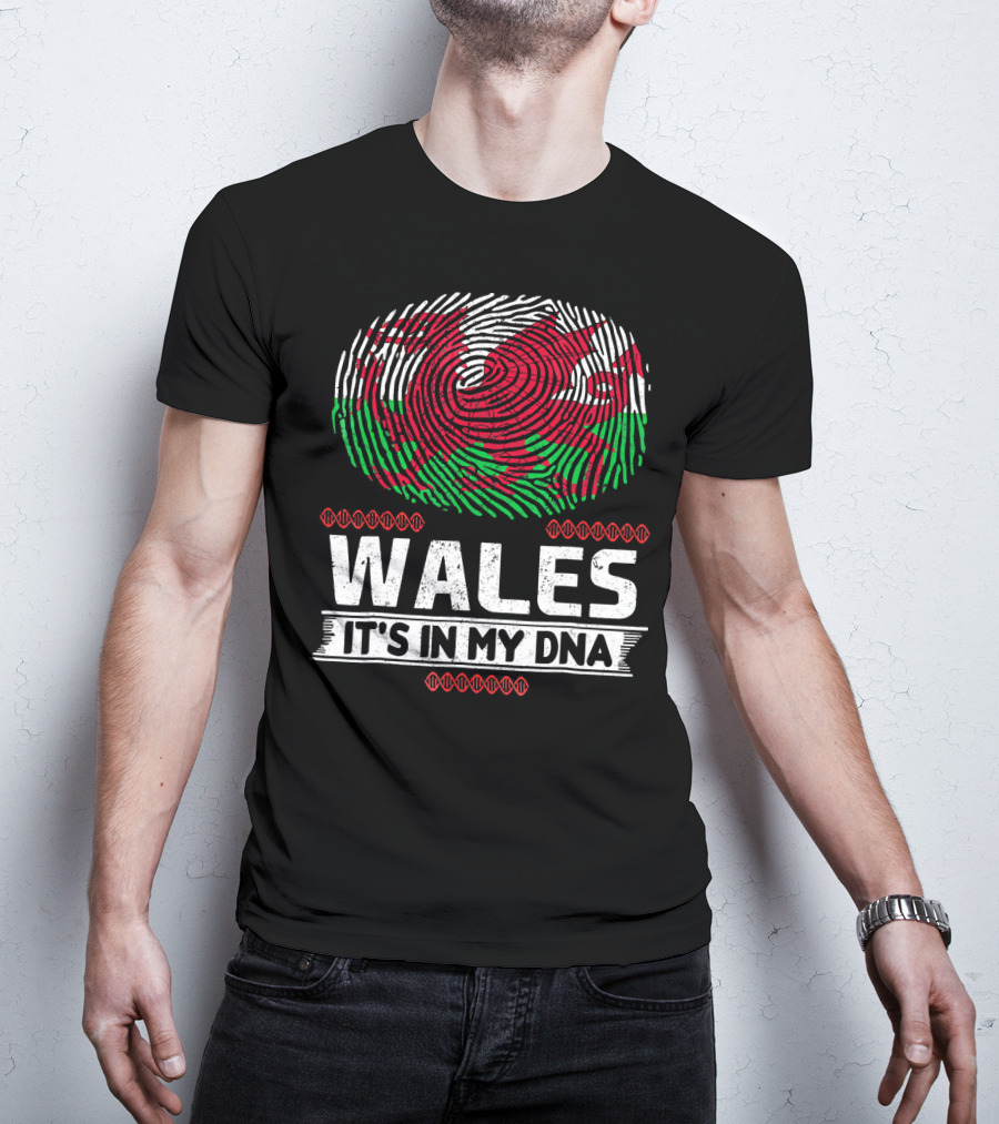 Wales It's In My DNA Welsh Flag Fingerprint T-Shirt