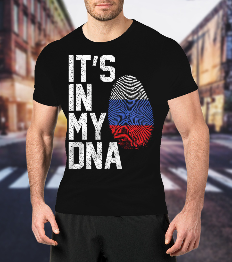 IT'S IN MY DNA Russia Flag Fingerprint T-Shirt