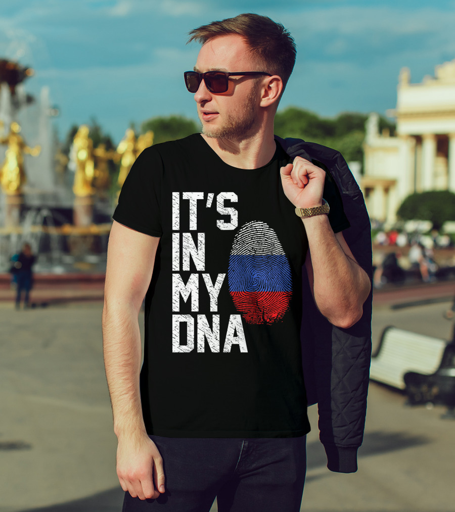 IT'S IN MY DNA Russia Flag Fingerprint T-Shirt