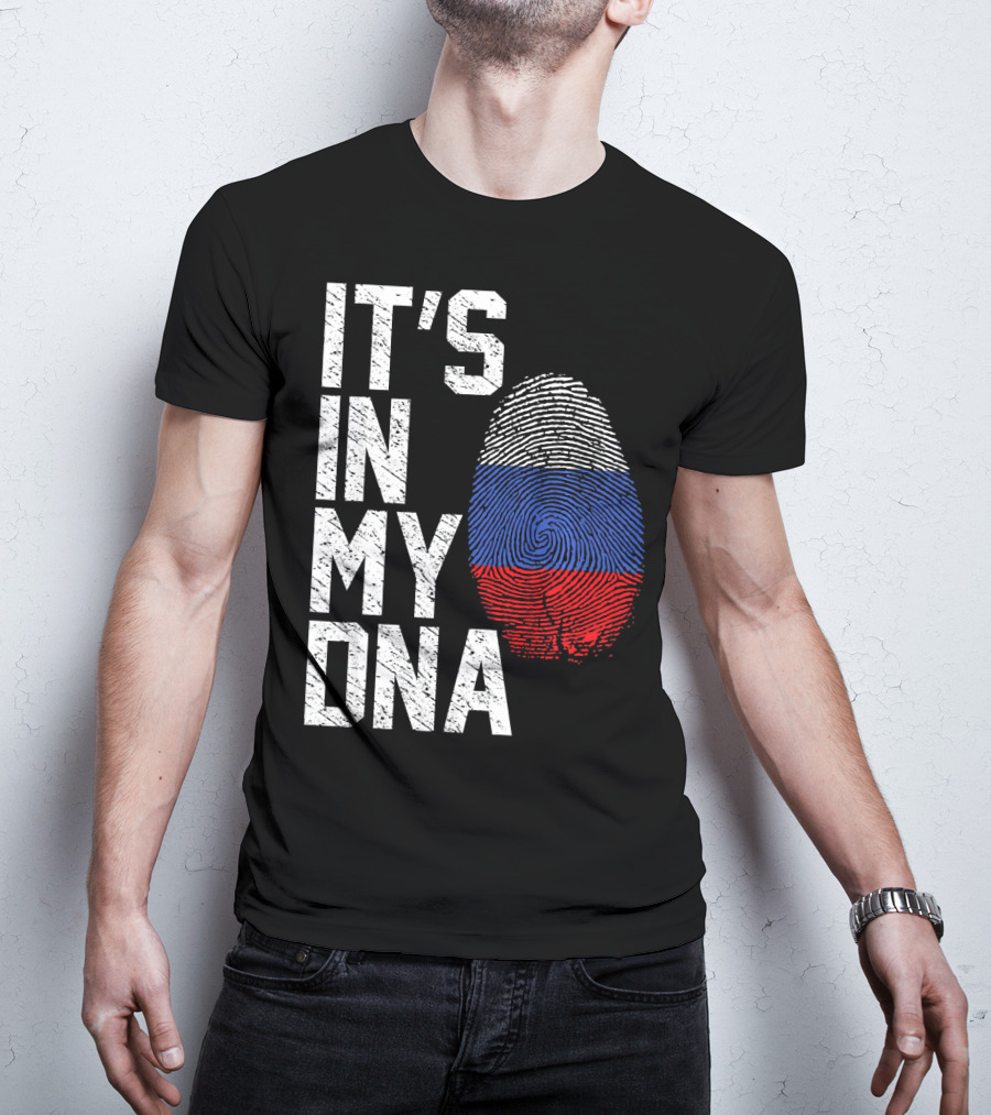 IT'S IN MY DNA Russia Flag Fingerprint T-Shirt