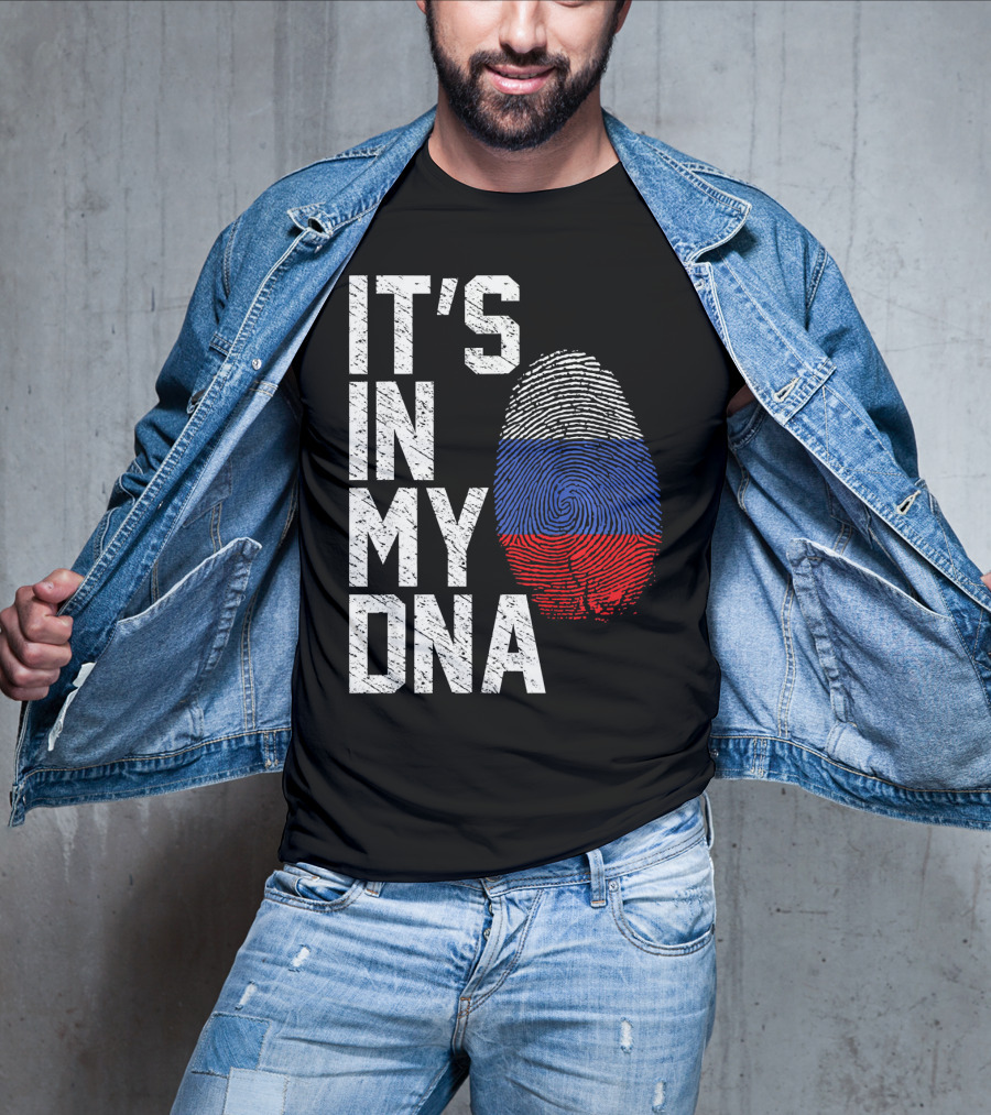 IT'S IN MY DNA Russia Flag Fingerprint T-Shirt