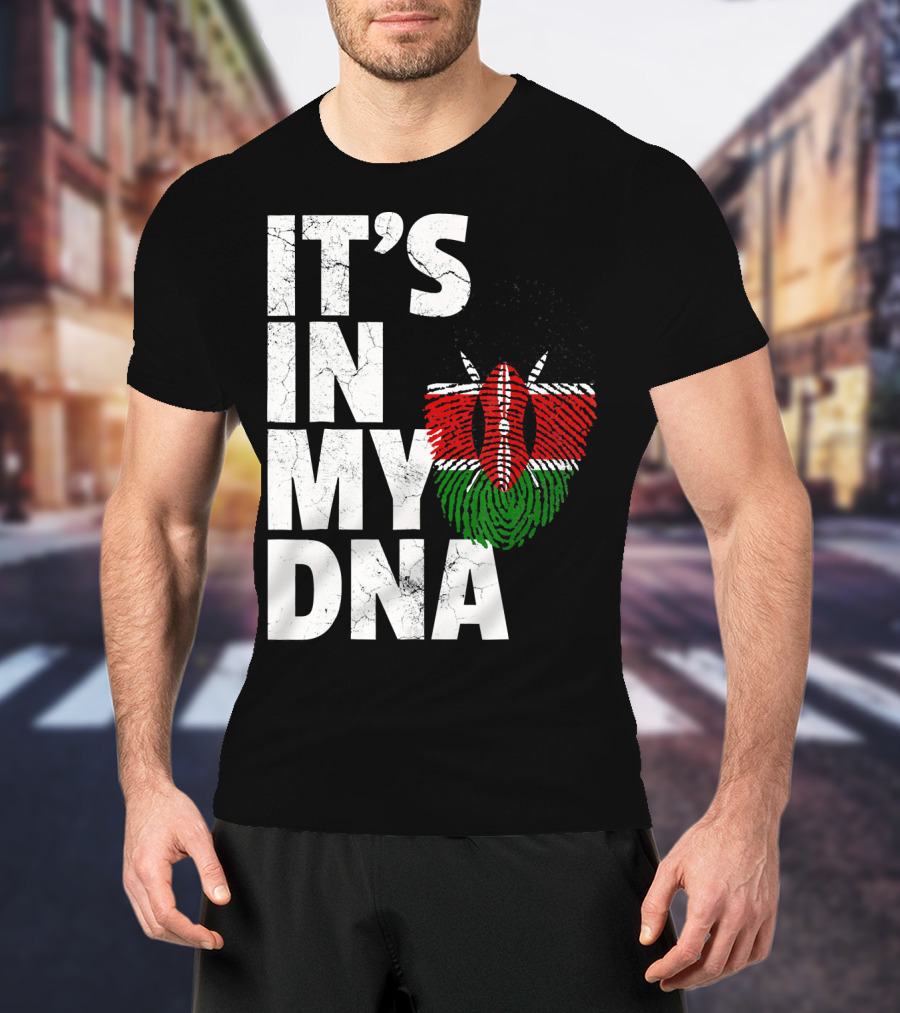 ITS IN MY DNA Kenya Flag Fingerprint T-Shirt