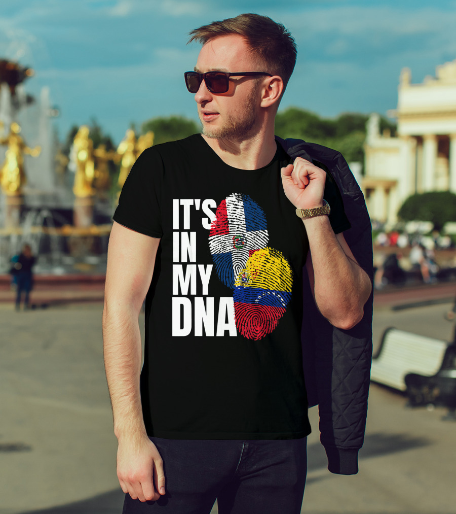 It's In My DNA Dominican Venezuelan Fingerprint Flags T-Shirt