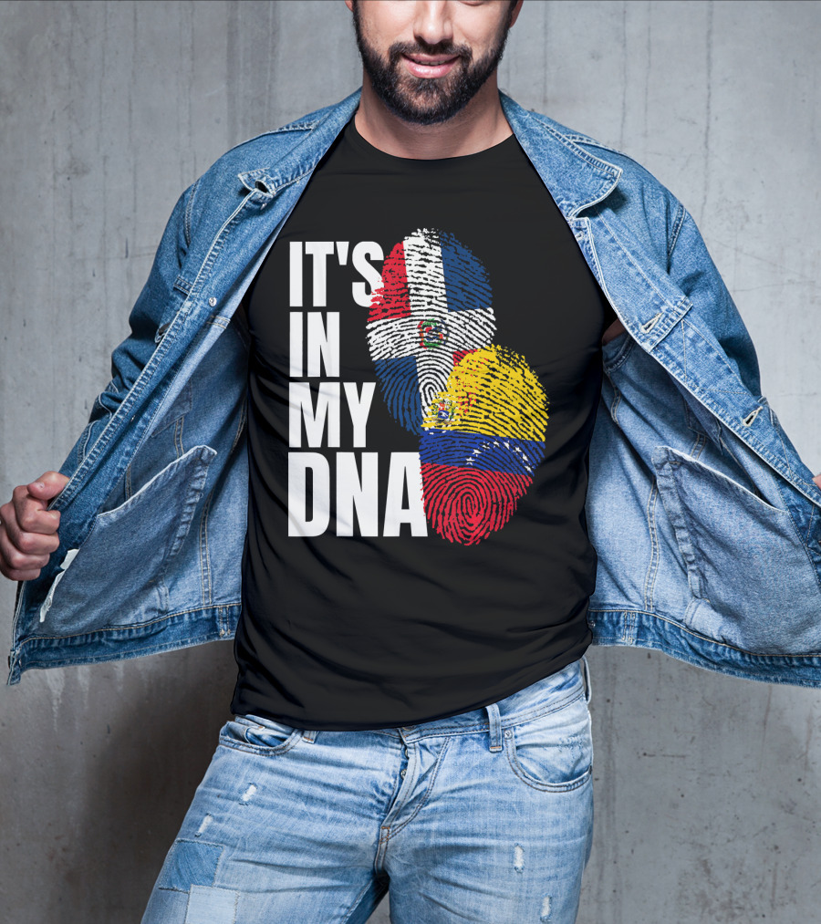 It's In My DNA Dominican Venezuelan Fingerprint Flags T-Shirt