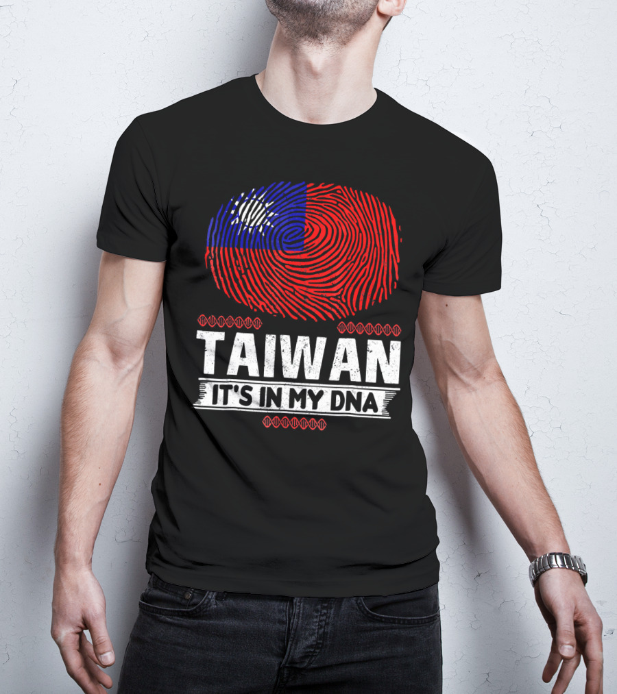 TAIWAN IT'S IN MY DNA Fingerprint Taiwanese Flag T-Shirt
