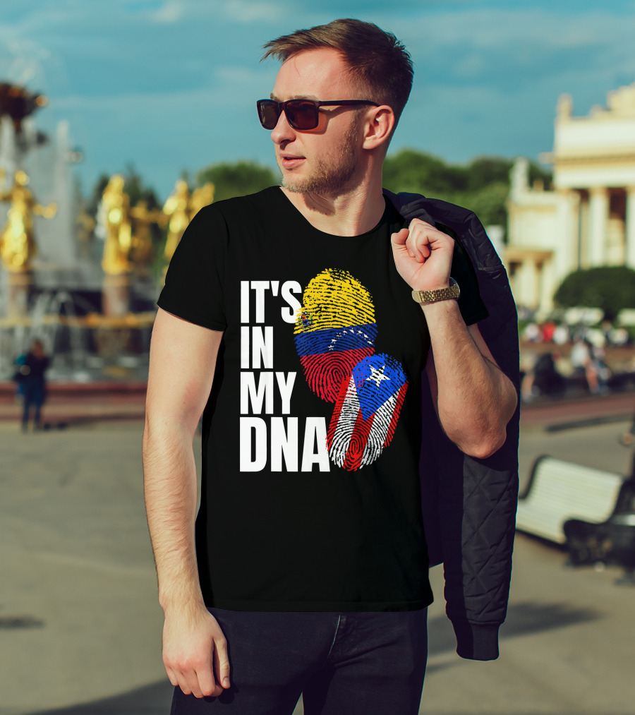 It's In My DNA Venezuelan And Boricua Flag Fingerprints T-Shirt