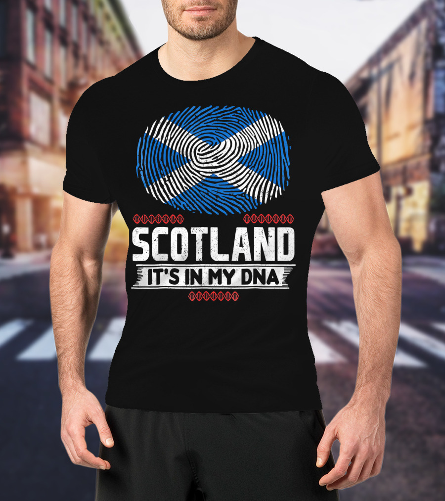 SCOTLAND It's In My DNA Scottish Flag Fingerprint T-Shirt