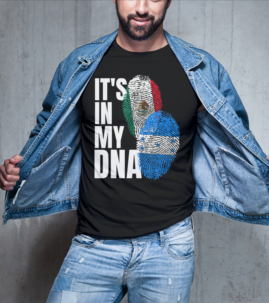 Mexican And Honduran Flag Fingerprints It's In My DNA Heritage T-Shirt