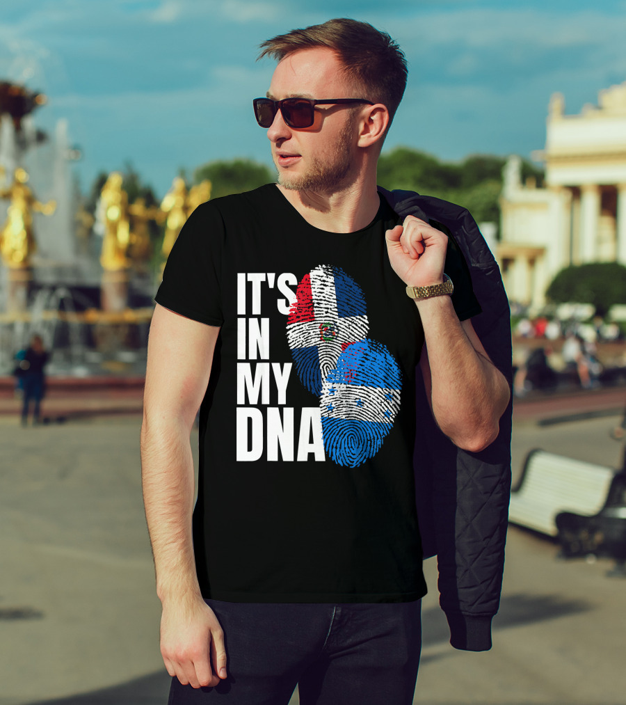 Honduran And Dominican Mix It's In My DNA Fingerprints Flag T-Shirt