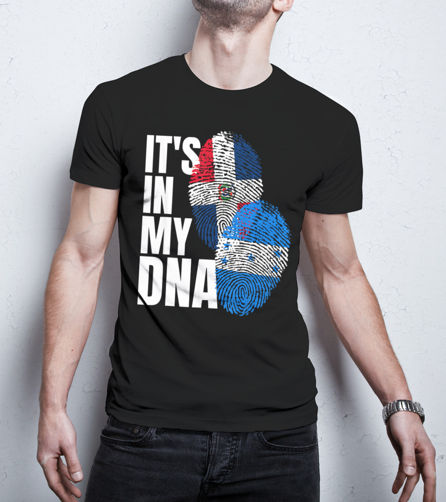 Honduran And Dominican Mix It's In My DNA Fingerprints Flag T-Shirt