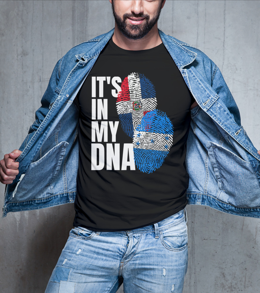Honduran And Dominican Mix It's In My DNA Fingerprints Flag T-Shirt