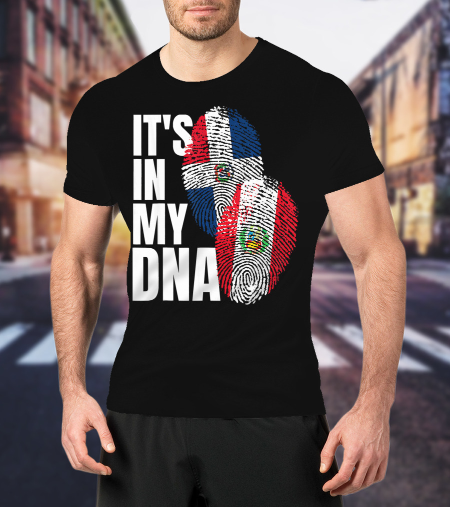 It's In My DNA Peruvian Dominican Fingerprint Flag T-Shirt