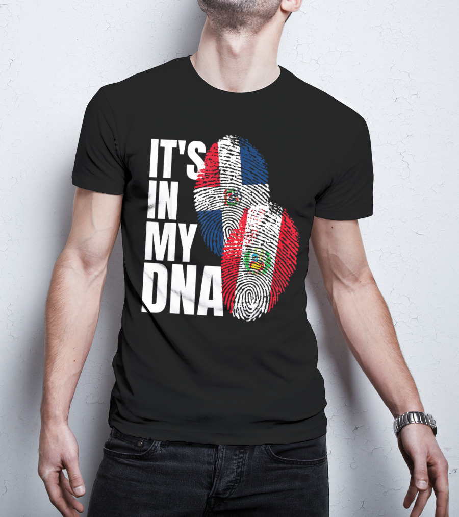 It's In My DNA Peruvian Dominican Fingerprint Flag T-Shirt