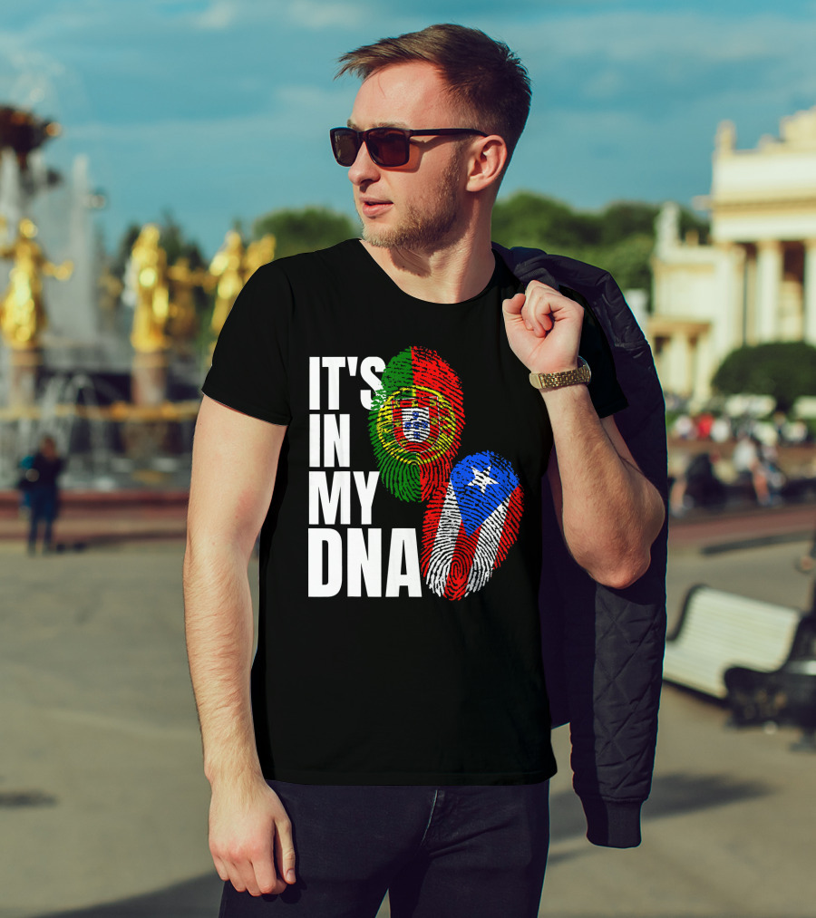 IT'S IN MY DNA Portuguese Puerto Rican Flag Fingerprint Heritage T-Shirt