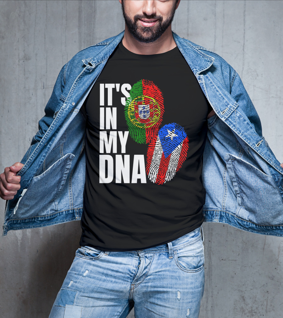 IT'S IN MY DNA Portuguese Puerto Rican Flag Fingerprint Heritage T-Shirt