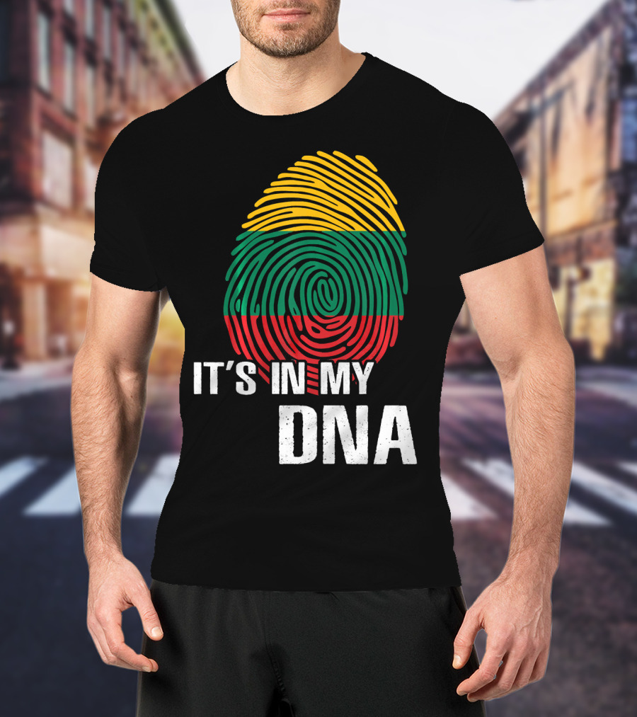It's In My DNA Lithuania Fingerprint Lithuanian Flag T-Shirt