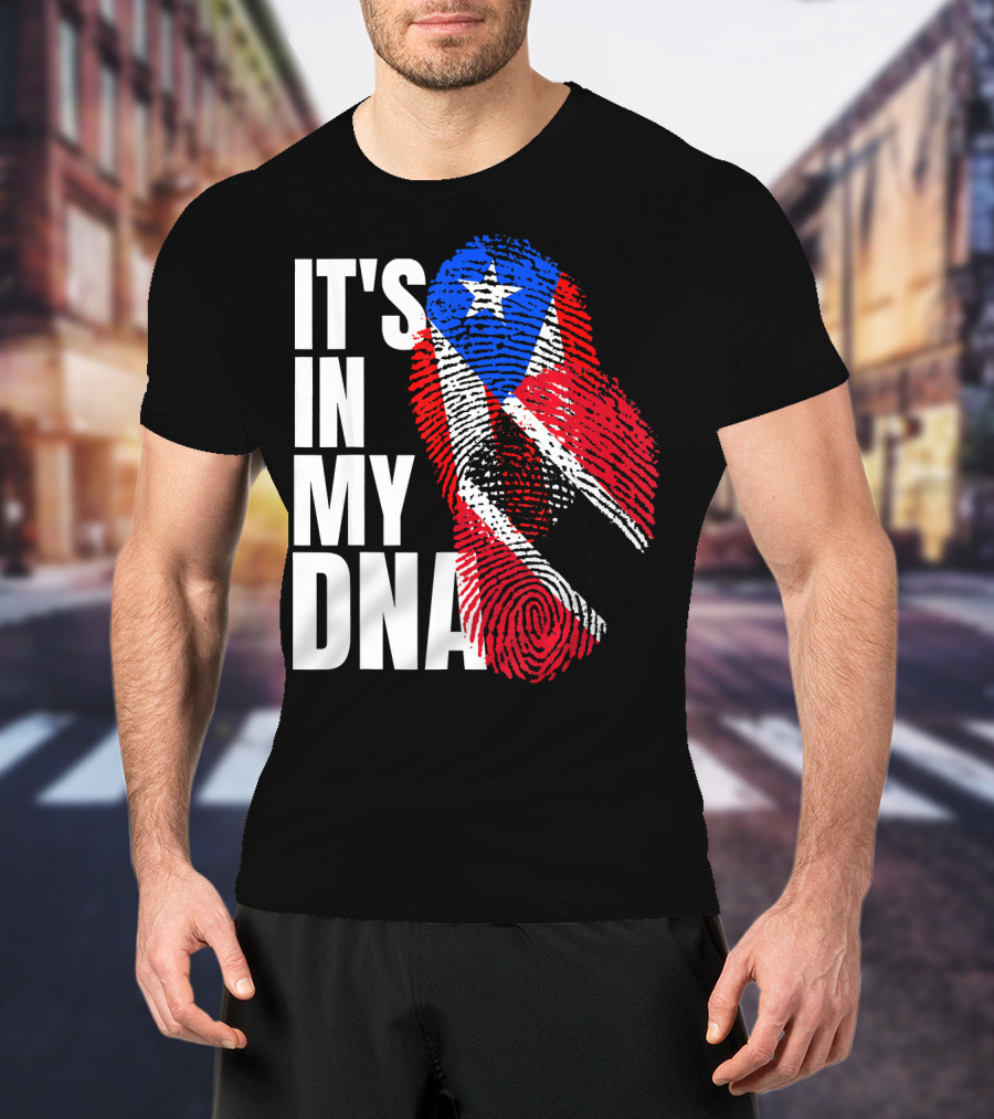 Trinidadian And Boricua Mix It's In My DNA Flag Fingerprint T-Shirt