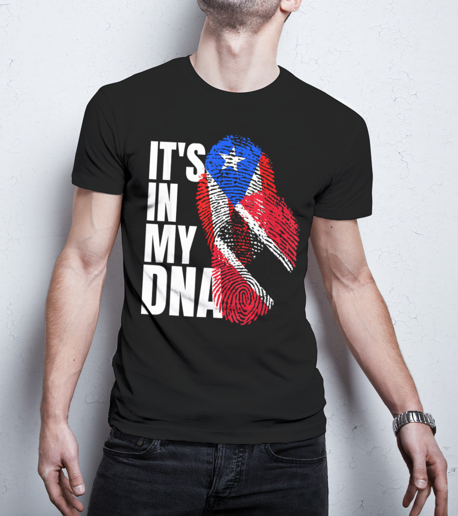 Trinidadian And Boricua Mix It's In My DNA Flag Fingerprint T-Shirt