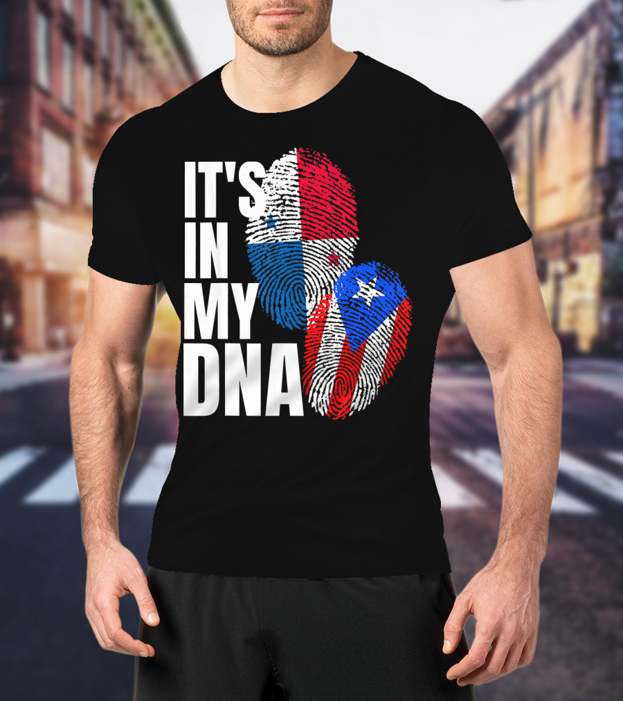 Panamanian Puerto Rican It's In My DNA Fingerprint Flag T-Shirt