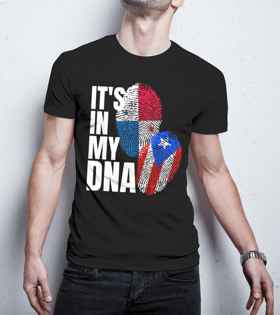 Panamanian Puerto Rican It's In My DNA Fingerprint Flag T-Shirt
