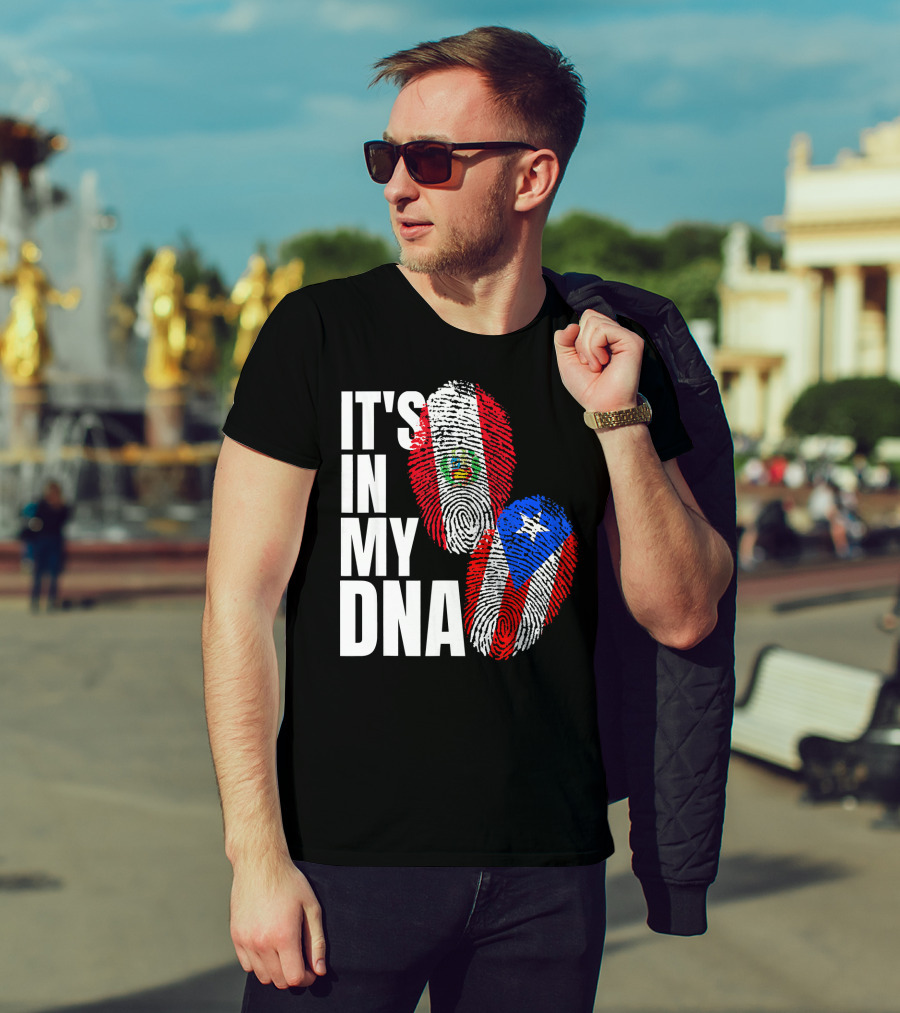 It's In My DNA Peruvian And Puerto Rican Flag Heritage T-Shirt