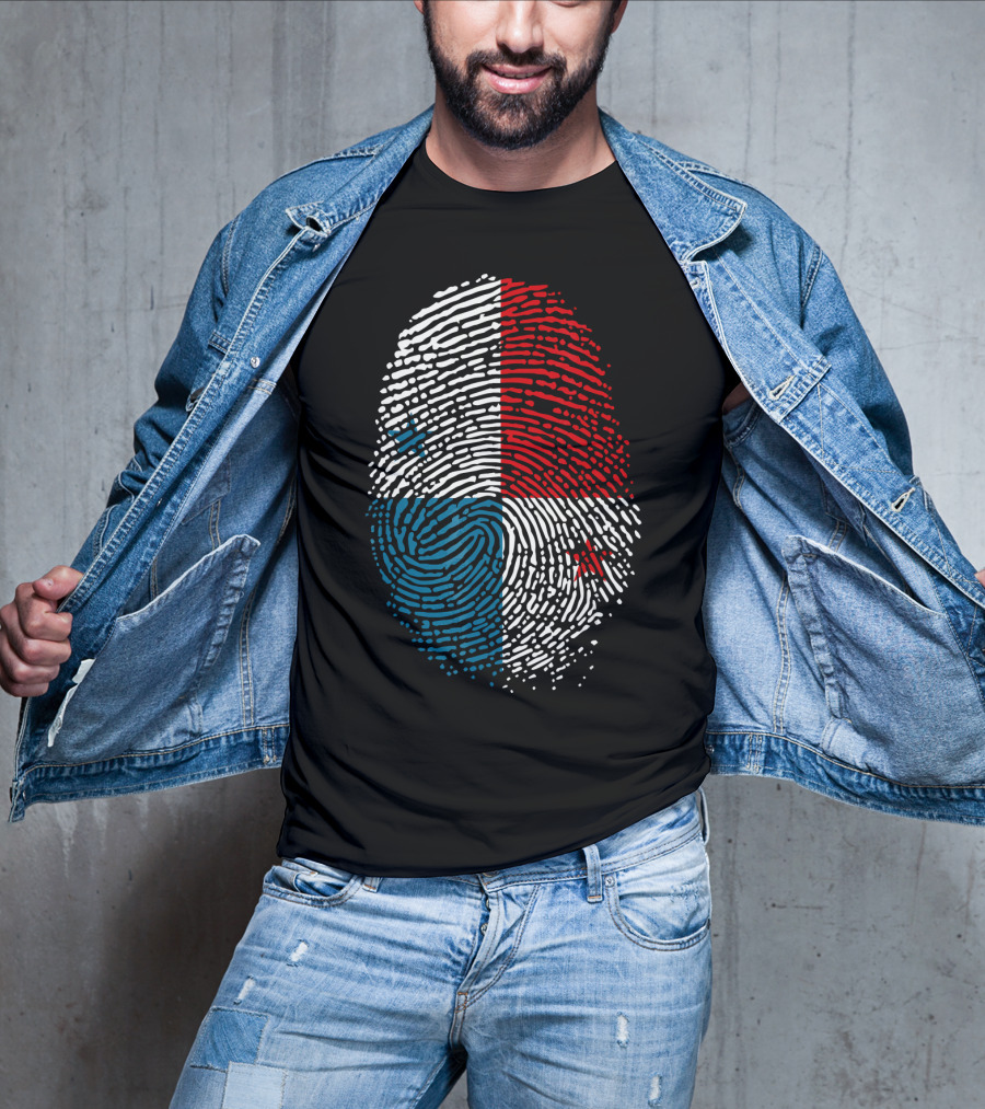 Panama Flag Fingerprint DNA For Birthday T-Shirt