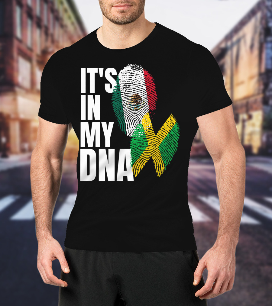 It's In My DNA Jamaican Mexican Flag Fingerprint Heritage T-Shirt