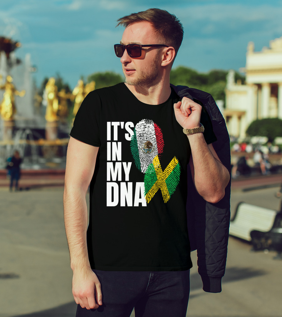 It's In My DNA Jamaican Mexican Flag Fingerprint Heritage T-Shirt