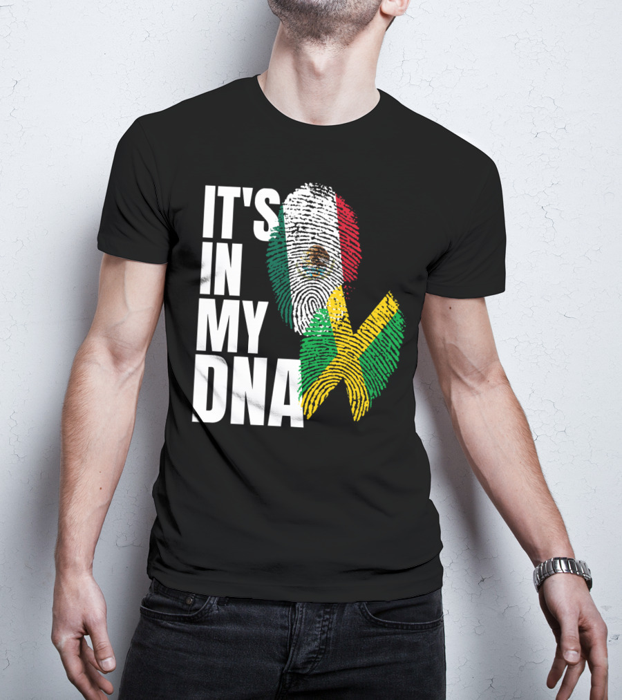 It's In My DNA Jamaican Mexican Flag Fingerprint Heritage T-Shirt