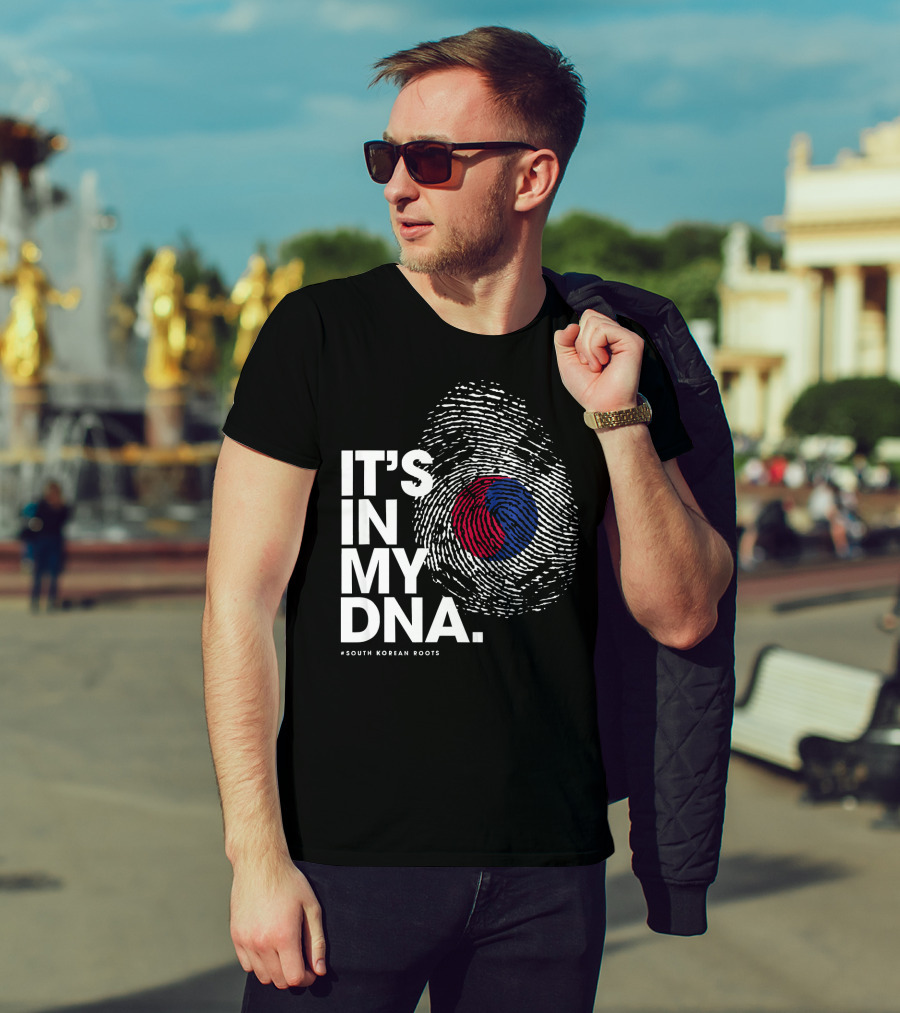 IT'S IN MY DNA South Korean Roots Fingerprint Flag T-Shirt