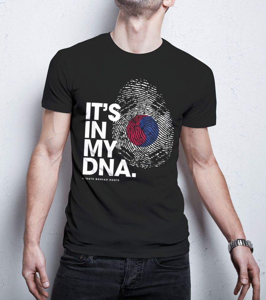 IT'S IN MY DNA South Korean Roots Fingerprint Flag T-Shirt