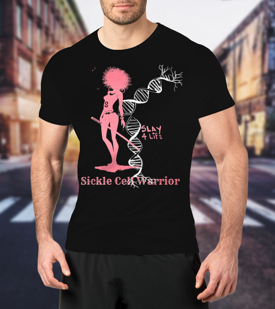 Sickle Cell Warrior Slay 4 Life DNA Pink T-Shirt