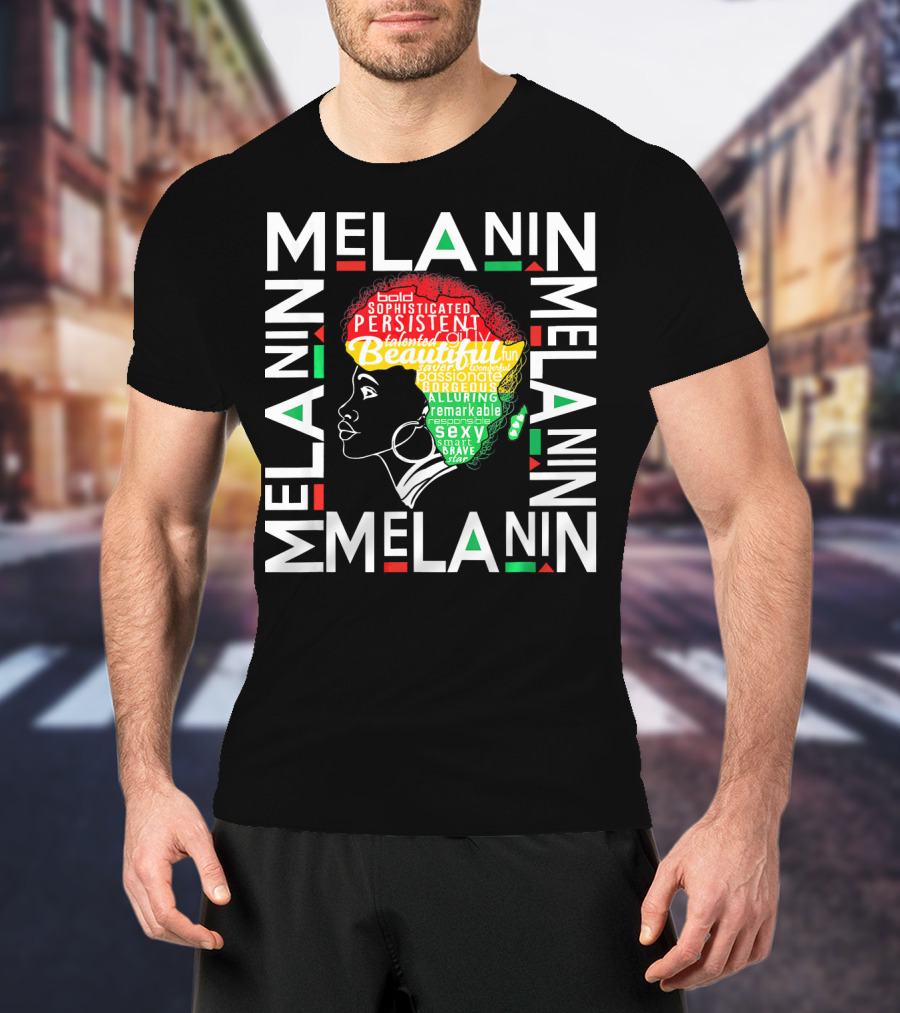 Beautiful Black Queen Melanin Bold Persistent Talented Fun Brave Alluring T-Shirt