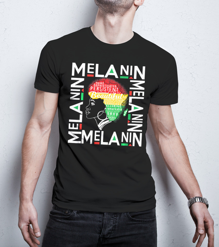 Beautiful Black Queen Melanin Bold Persistent Talented Fun Brave Alluring T-Shirt