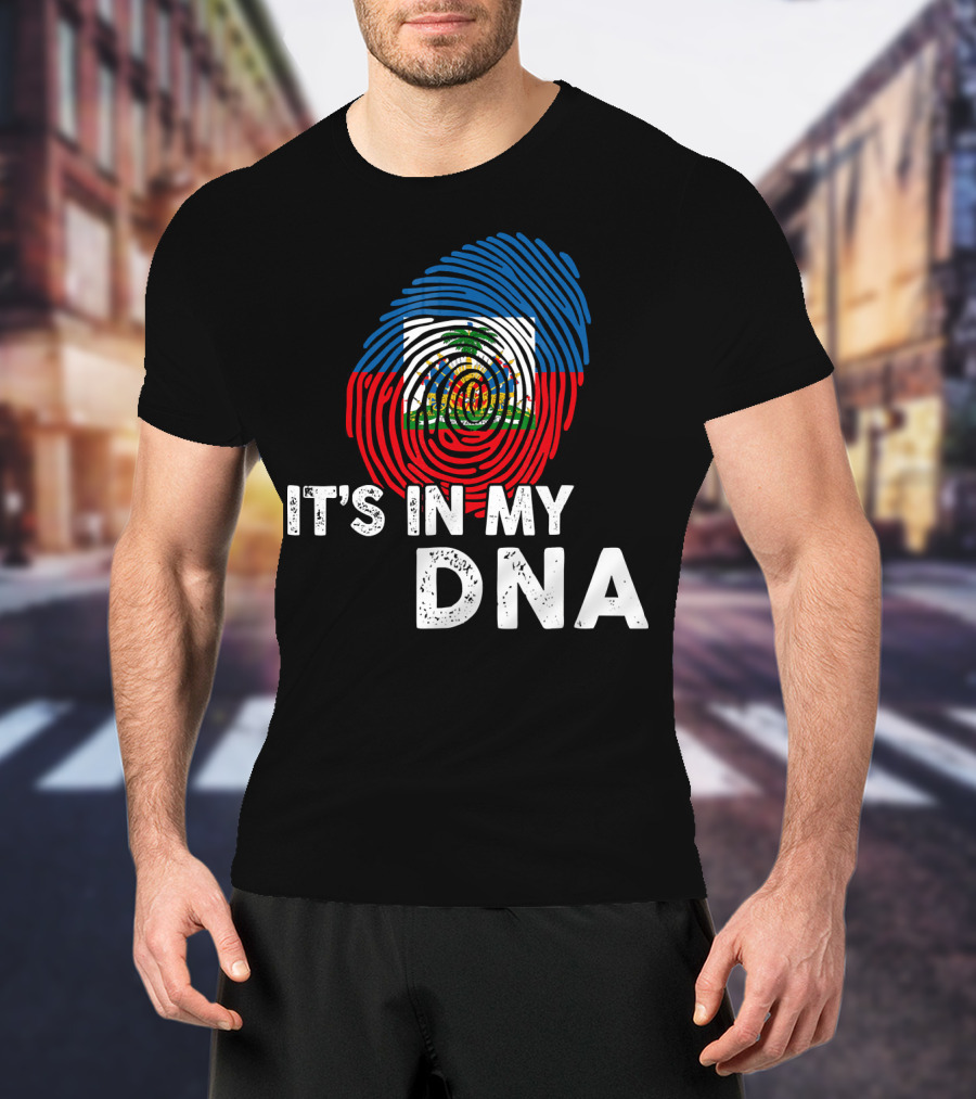 Haiti Flag Fingerprint It's In My DNA Haitian Pride T-Shirt