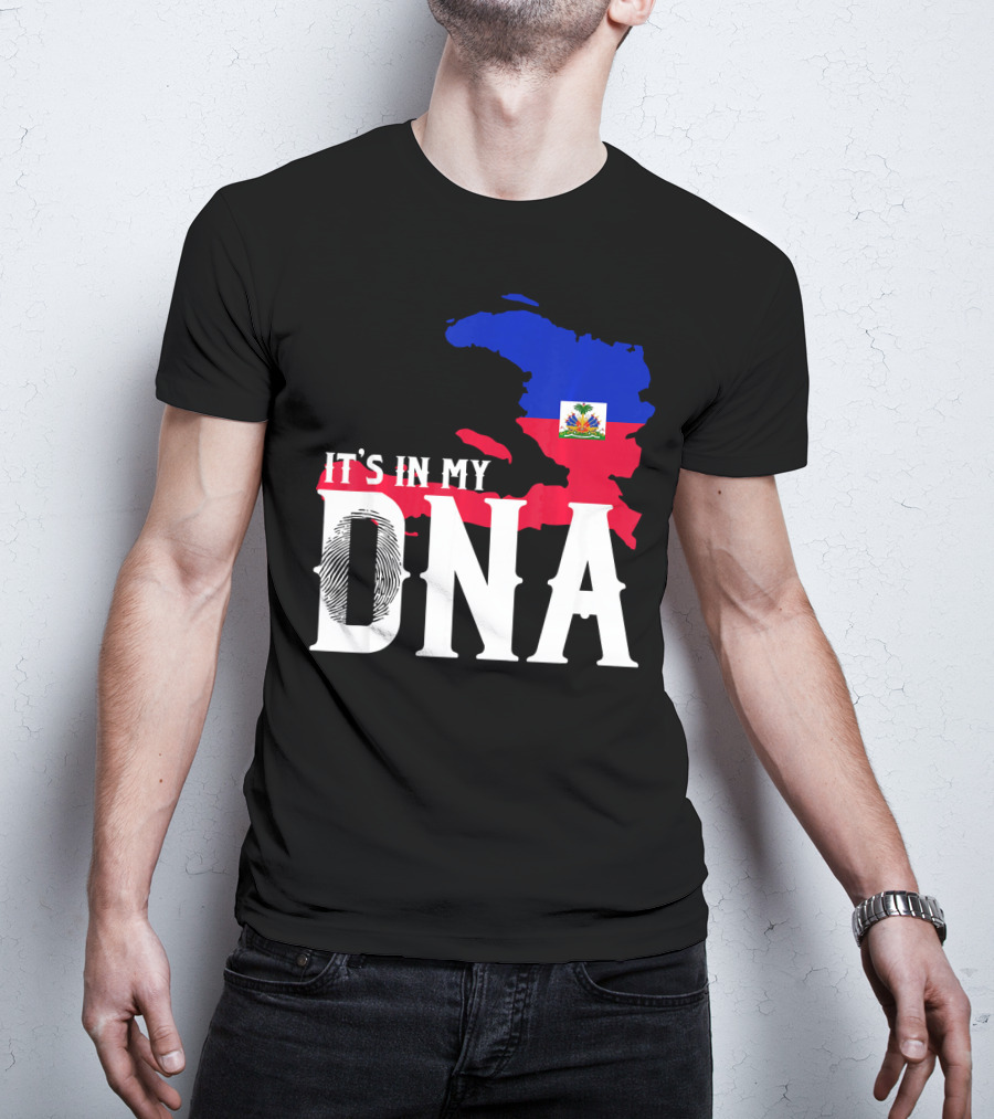 It's In My DNA Fingerprint Prideful Haiti Flag Map T-Shirt