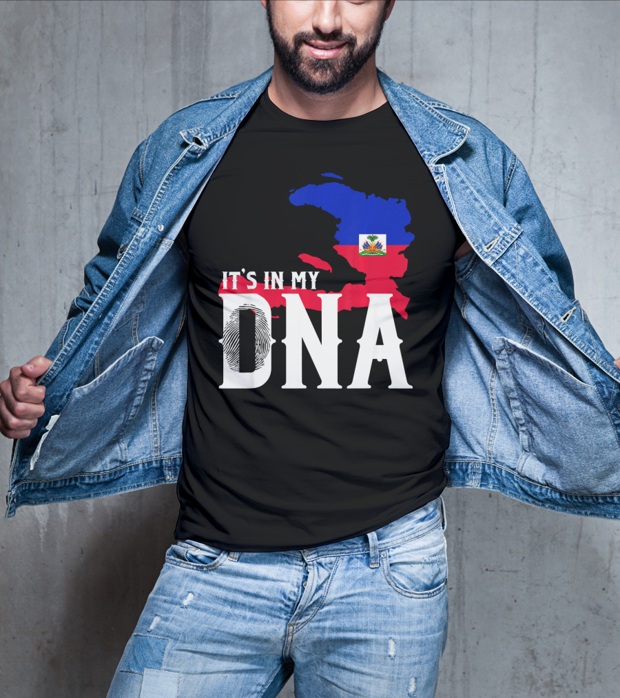 It's In My DNA Fingerprint Prideful Haiti Flag Map T-Shirt
