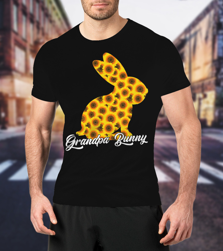 Grandpa Bunny Sunflower Floral T-Shirt